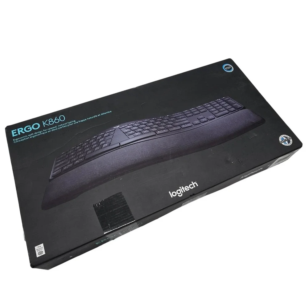 Logitech‎ K860 Wireless Bluetooth Ergonomic Keyboard Split Design PC Mac Black